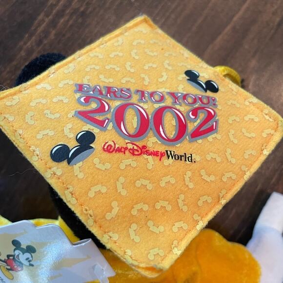⭐️Disney Vintage 02 Graduation Mickey Mouse Yellow Bean Bag Plush Doll Cap Gown - Picture 5 of 9